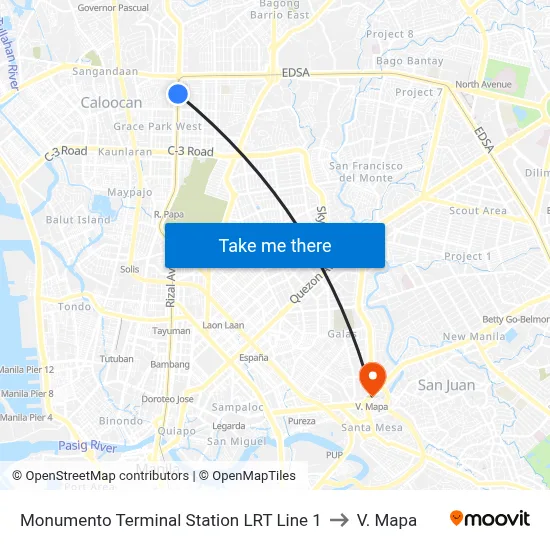 Monumento Terminal Station LRT Line 1 to V. Mapa map