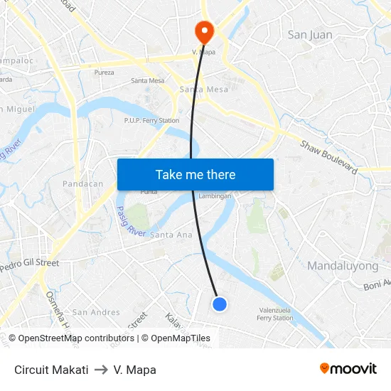 Circuit Makati to V. Mapa map