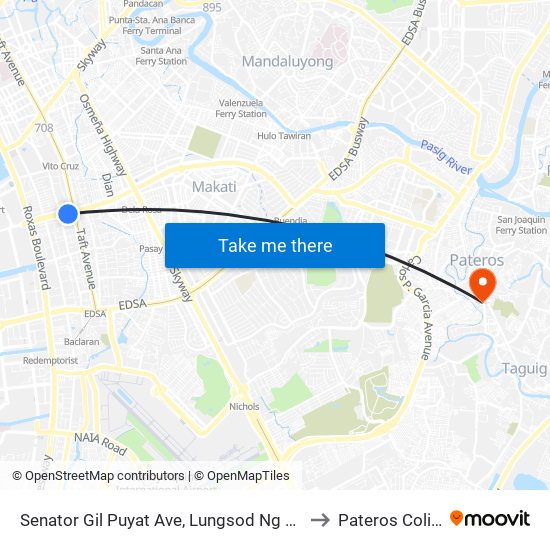 Senator Gil Puyat Ave, Lungsod Ng Pasay, Manila to Pateros Coliseum map