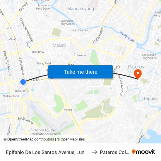 Epifanio De Los Santos Avenue, Lungsod Ng Pasay to Pateros Coliseum map