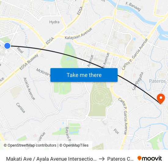 Makati Ave / Ayala Avenue Intersection, Makati City, Manila to Pateros Coliseum map