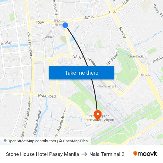 Stone House Hotel Pasay Manila to Naia Terminal 2 map