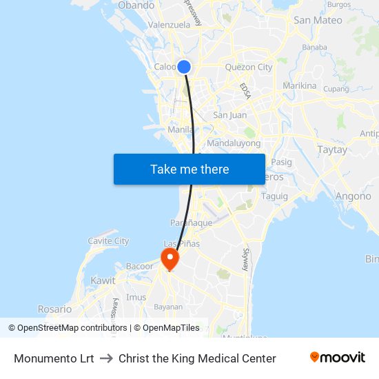 Monumento Lrt to Christ the King Medical Center map