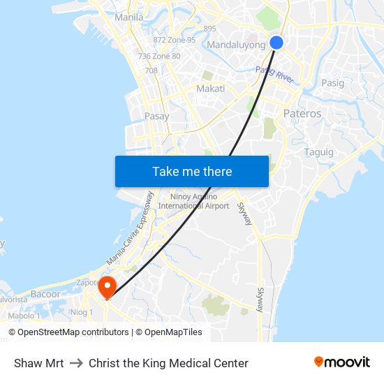 Shaw Mrt to Christ the King Medical Center map
