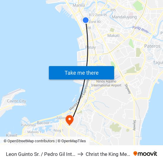 Leon Guinto Sr. / Pedro Gil Intersection, Manila to Christ the King Medical Center map