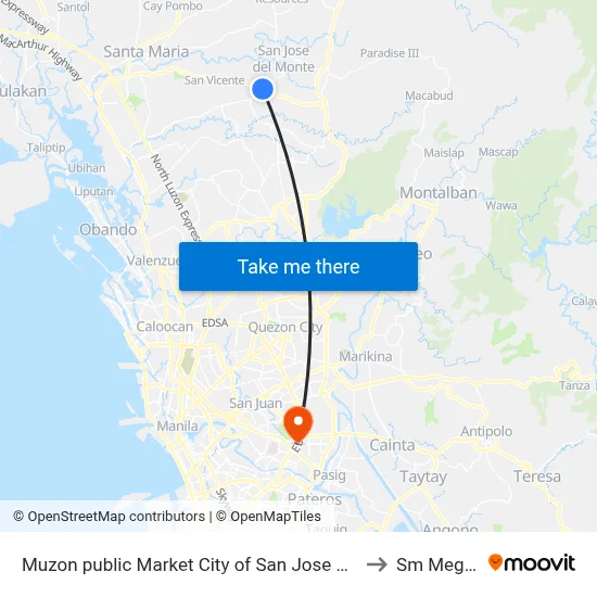 Muzon public Market City of San Jose del Monte Manila to Sm Megamall map
