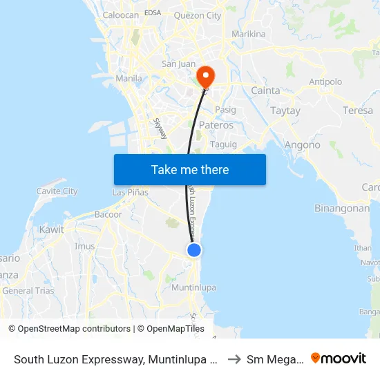 South Luzon Expressway, Muntinlupa City, Manila to Sm Megamall map