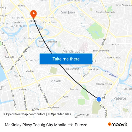 McKinley Pkwy Taguig City Manila to Pureza map