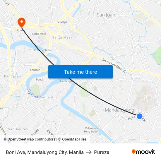 Boni Ave, Mandaluyong City, Manila to Pureza map