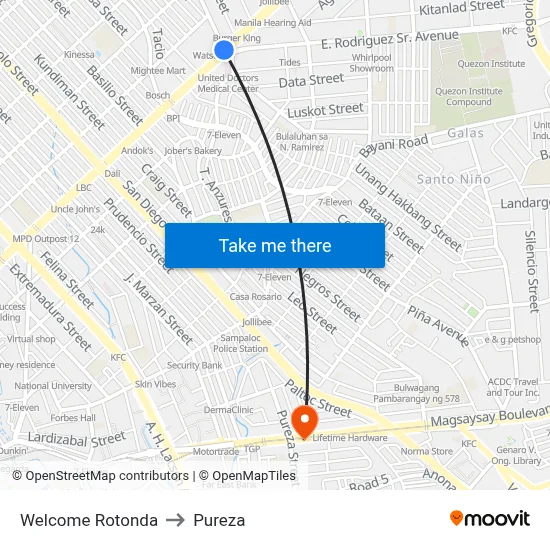 Welcome Rotonda to Pureza map