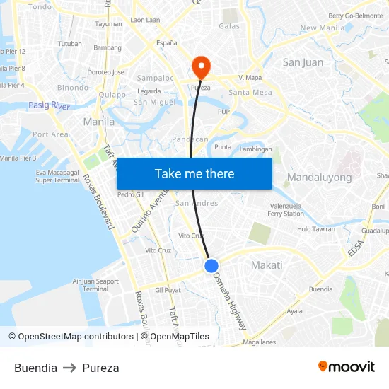 Buendia to Pureza map