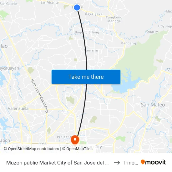 Muzon public Market City of San Jose del Monte Manila to Trinoma map