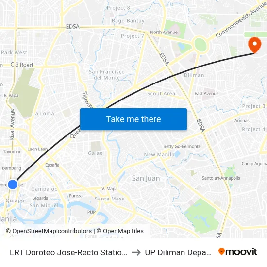 LRT Doroteo Jose-Recto Station Walkway / Rizal Avenue Intersection, Manila to UP Diliman Department of Computer Science map