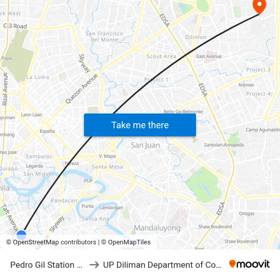 Pedro Gil Station LRT Line 1 to UP Diliman Department of Computer Science map