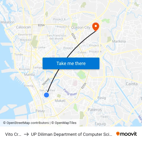 Vito Cruz to UP Diliman Department of Computer Science map