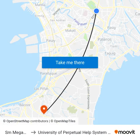 Sm Megamall to University of Perpetual Help System DALTA map