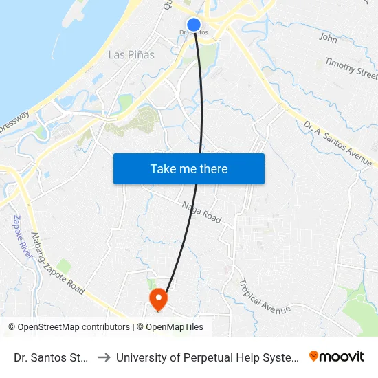 Dr. Santos Station to University of Perpetual Help System DALTA map