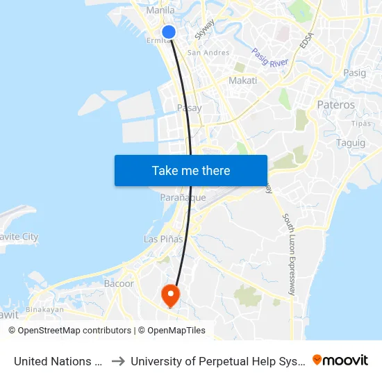 United Nations Station to University of Perpetual Help System DALTA map