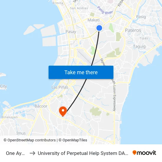 Intercontinental Manila to University of Perpetual Help System DALTA map