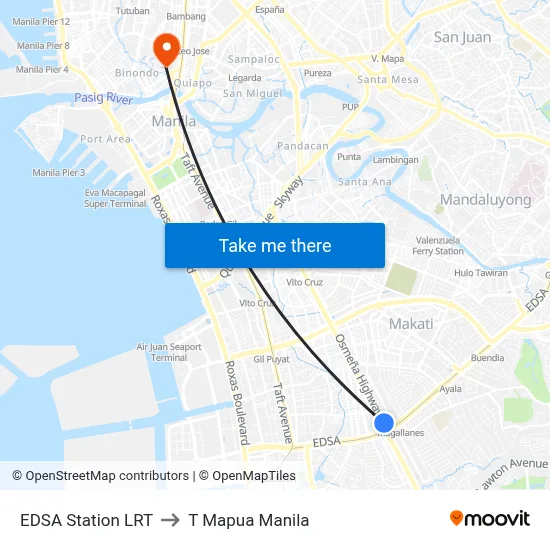 EDSA Station LRT to T Mapua Manila map