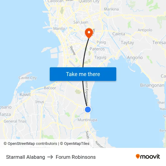 Starmall Alabang to Forum Robinsons map