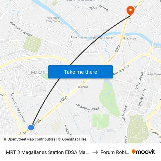 MRT 3 Magallanes Station EDSA Makati City Manila to Forum Robinsons map