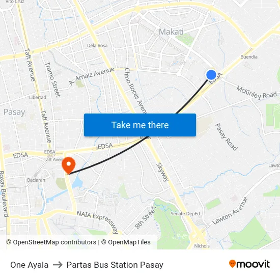 Intercontinental Manila to Partas Bus Station Pasay map