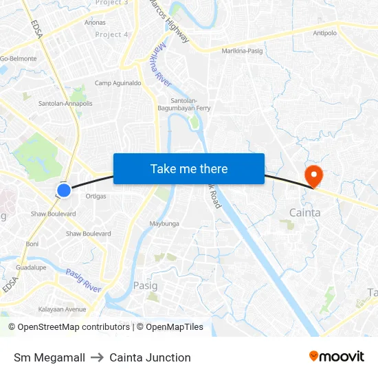 Sm Megamall to Cainta Junction map