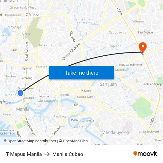 T Mapua Manila to Manila Cubao map