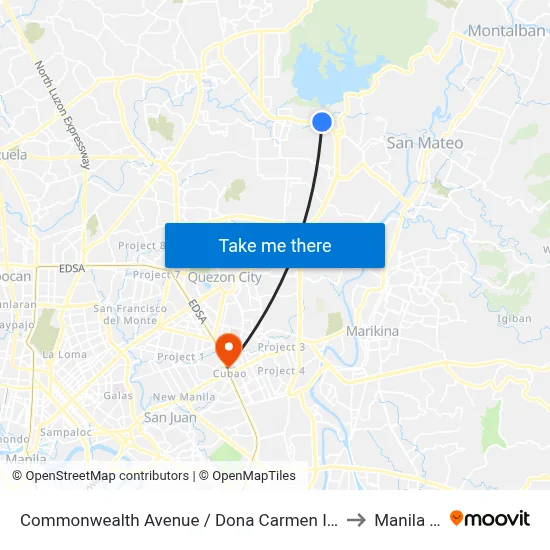 Commonwealth Avenue / Dona Carmen Intersection, Quezon City to Manila Cubao map