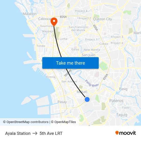 Ayala Station to 5th Ave LRT map