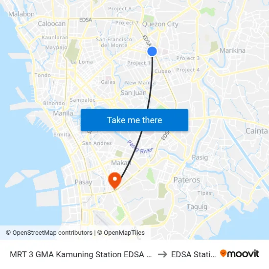 MRT 3 GMA Kamuning Station EDSA Quezon City Manila to EDSA Station LRT map