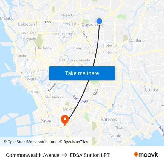 Commonwealth Avenue to EDSA Station LRT map