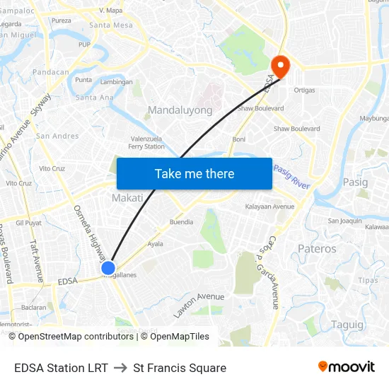 EDSA Station LRT to St Francis Square map
