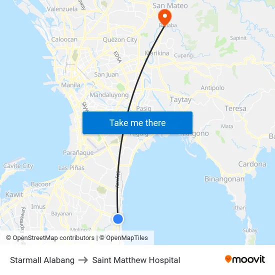 Starmall Alabang to Saint Matthew Hospital map