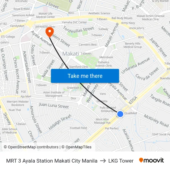 MRT 3 Ayala Station Makati City Manila to LKG Tower map