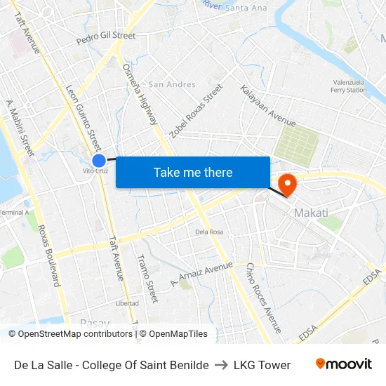 De La Salle - College Of Saint Benilde to LKG Tower map