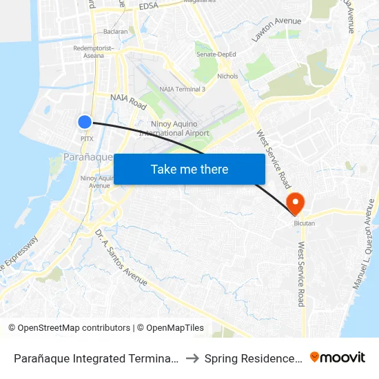 Parañaque Integrated Terminal Exchange to Spring Residence Manila map