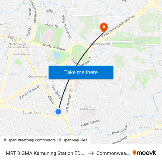 MRT 3 GMA Kamuning Station EDSA Quezon City Manila to Commonwealth Avenue map
