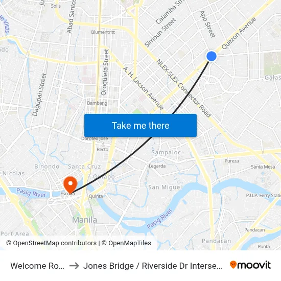 Welcome Rotonda to Jones Bridge / Riverside Dr Intersection, Manila map
