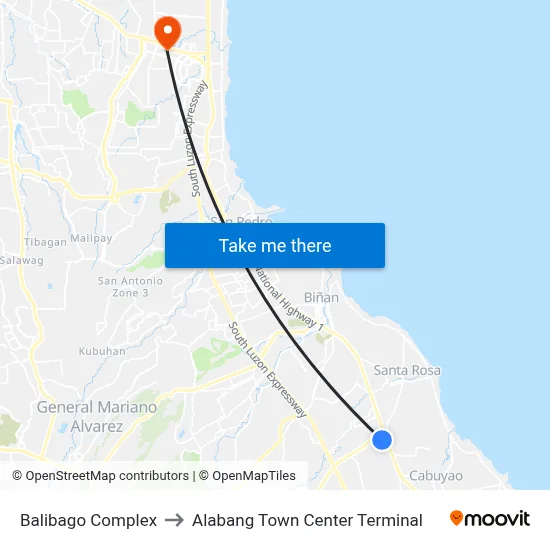 Balibago Complex to Alabang Town Center Terminal map