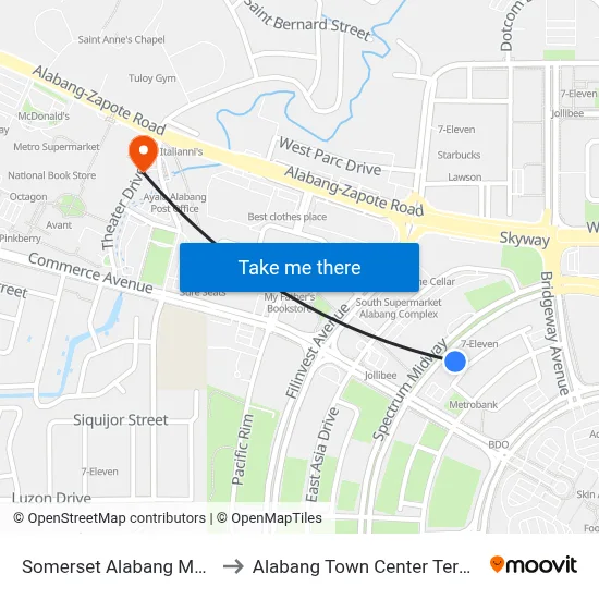 Somerset Alabang Manila to Alabang Town Center Terminal map