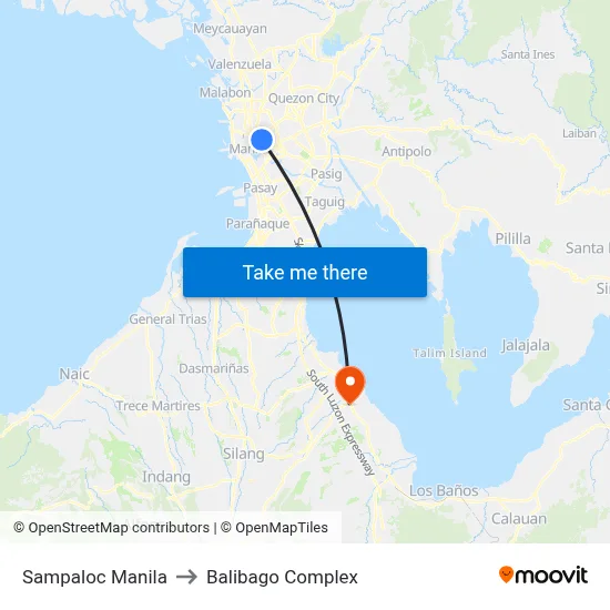 Sampaloc Manila to Balibago Complex map