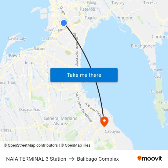 NAIA TERMINAL 3 Station to Balibago Complex map