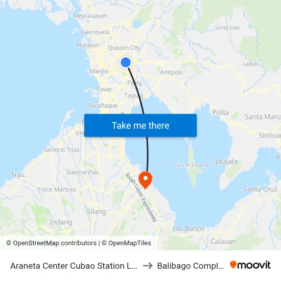 Araneta Center Cubao Station LRT to Balibago Complex map
