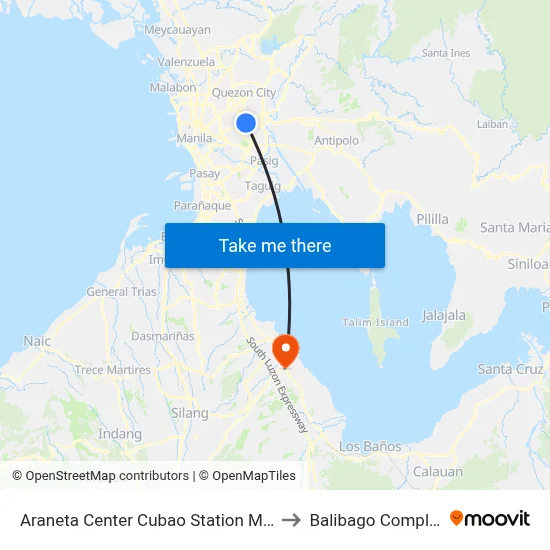 Araneta Center Cubao Station MRT to Balibago Complex map