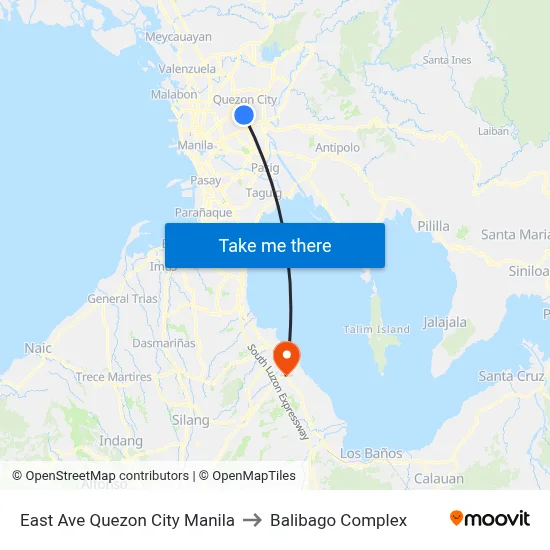 East Ave Quezon City Manila to Balibago Complex map