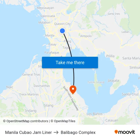 Manila Cubao Jam Liner to Balibago Complex map