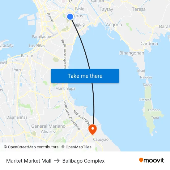 Market Market Mall to Balibago Complex map