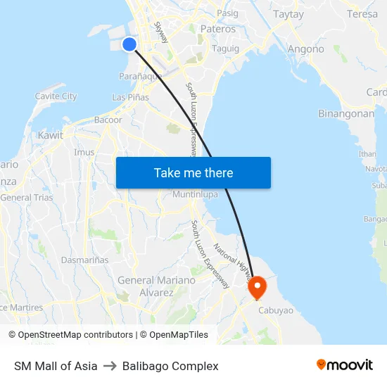 SM Mall of Asia to Balibago Complex map